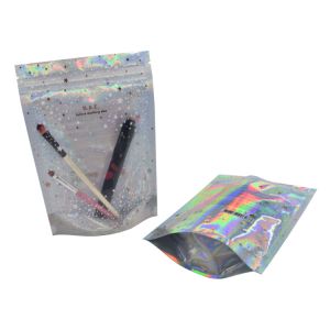 Quality Holographic Transparent Hot Stamping Print Mylar Zipper Bag for sale