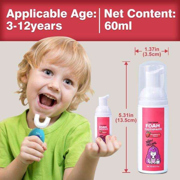 4 Flavors Childrens Foam Toothpaste Fruit Flavour Cavity Protection Non Fluoride