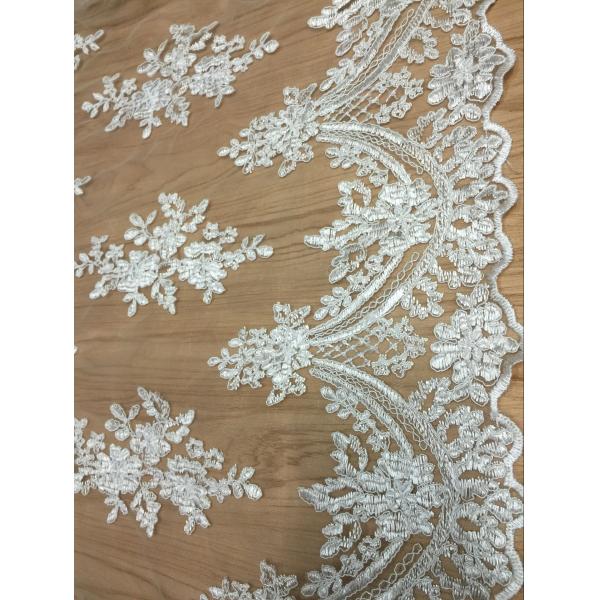 2017 new design embroidry tulle lace fabric With Cord for Bridal Dress