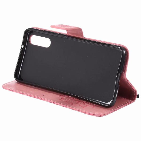 Huawei P20 Leather Protective Folio Magnetic Kickstand Cover Mobile Phone Case with Sunflower Embossed