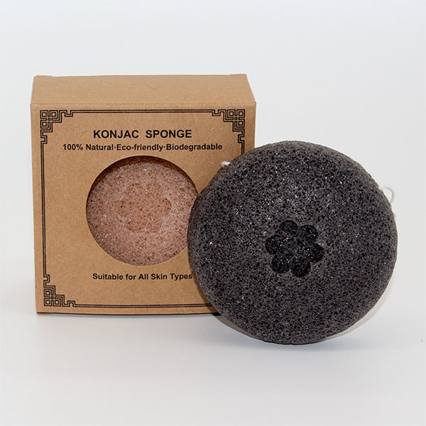 7*7*3.5cm Organic Round Face Sponge Bamboo Charcoal Konjac Sponge For Oily Skin