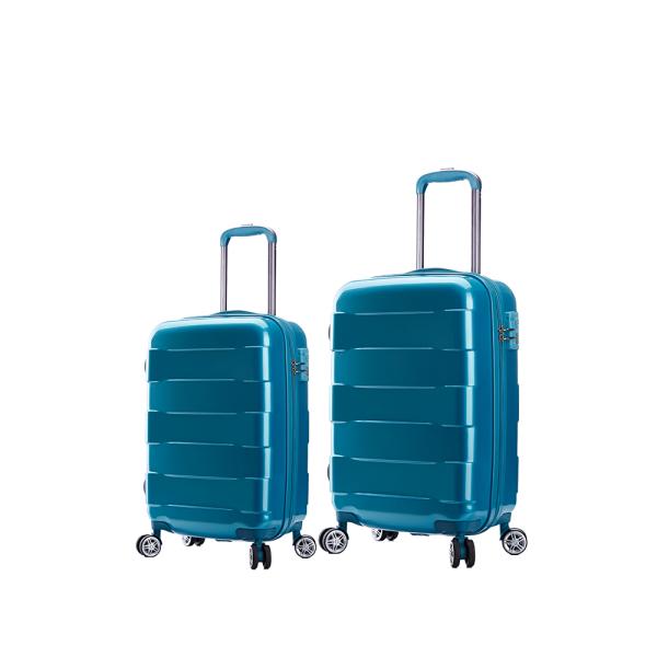 2pcs Luxury Hard PC Luggage Set with 24" Size USB Charging Port TSA Lock Rotating Wheels