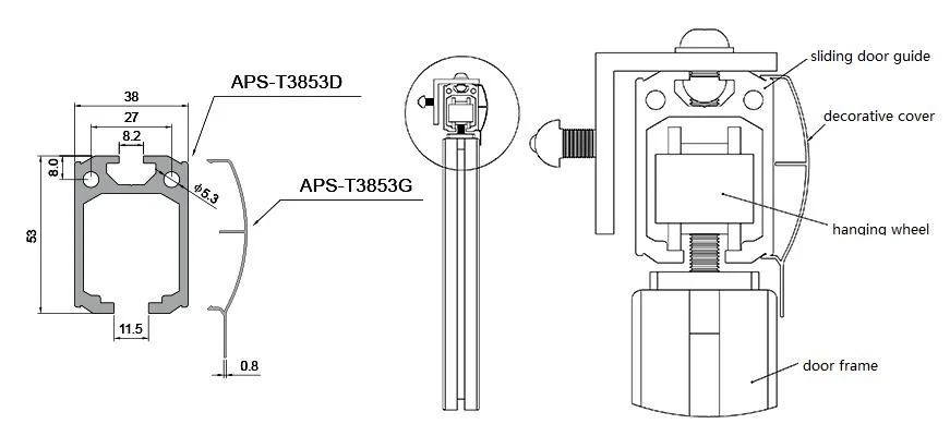 Sliding Door Rail-T-3853D/G