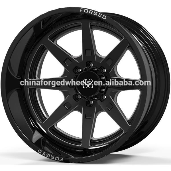 22x10, 22x12, and 22x14 Gloss Black Milling Windows 4x4 Wheels / Deep Lip Forged Off Road Rims