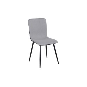 Four Tapered Metal Legs Grey Side Chair With Polyurethane Upholstered