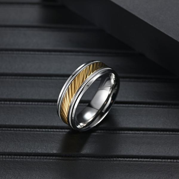 Fashion Men Stainless Steel Mirror Ring Simple Gold Plated Stainless Steel Glossy Rings