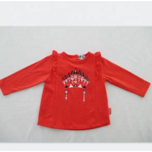 Quality Cotton Jersey Baby Printed T Shirts Frills Along Armholes for sale