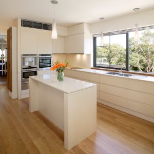 Solid Wood Veneer Kitchen Cabinet Modern Custom Creamy White