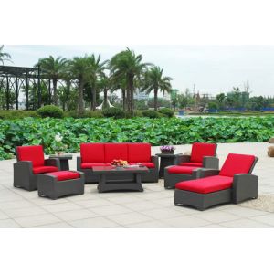 Quality 9pcs rattan garden set with lounge for sale
