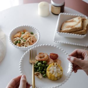 Retro White Pearl Edge European Western Ceramic Dinnerware Sets