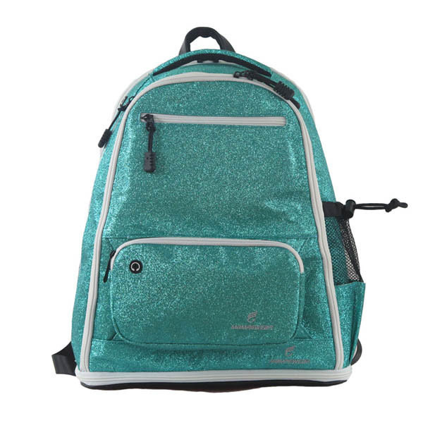New Style Green Color Fashion Sports Backpack Glitter Sparkle Material