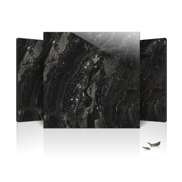 Black Fuscous Shiny Porcelain Floor Tiles Double Layer 600*600mm