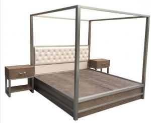 Quality Metal Frame Queen Bedroom Furniture Sets King Bed With Light Oak Wood for sale