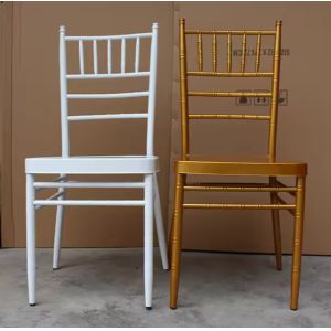 Quality Cushioned Modern Hotel Furniture White Gold Chiavari Chair For Wedding Event Banquet for sale