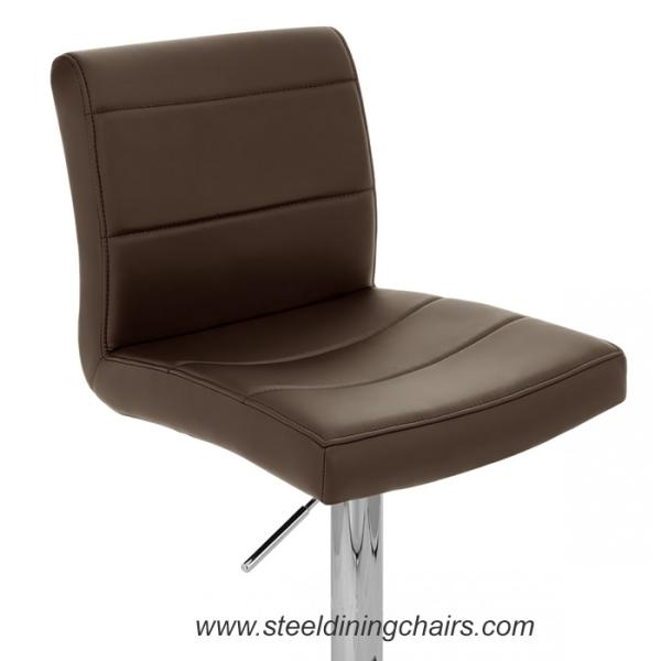 Upholstered Plywood 48CM 112CM Beige Leather Bar Stools With Metal Legs
