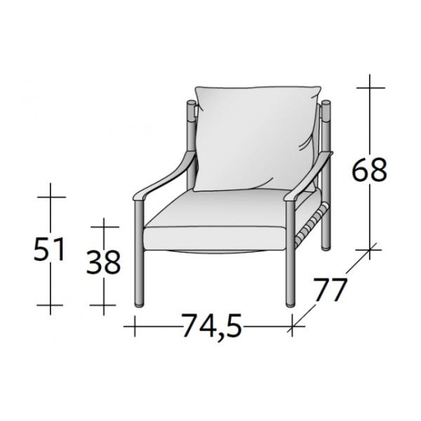 Flou Iko Fiberglass Arm Chair With Tubular Steel Frame / Leather Straps Back