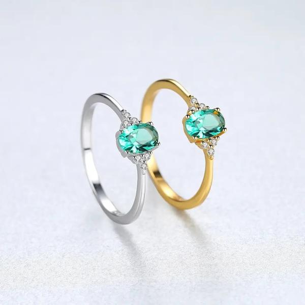 Delicate CZ Dainty Emerald Jewelry Ring Simple 925 Sterling Silver