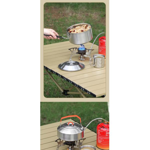 Hot Sale 304 Stainless Steel Outdoor Camping Cookware Mess Kit Portable Picnic Pot Pan Camping Cooking Set