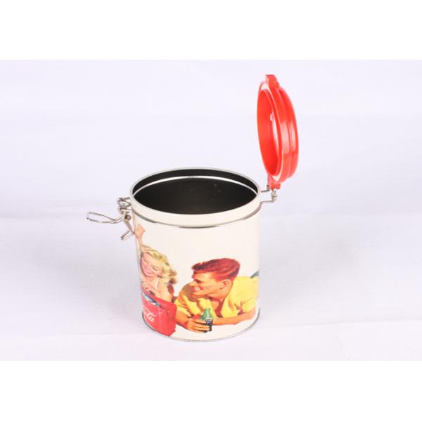 0.23 MM Cylinder Coffee Powder Packaging Metal Tin Boxes With Clear PET Window