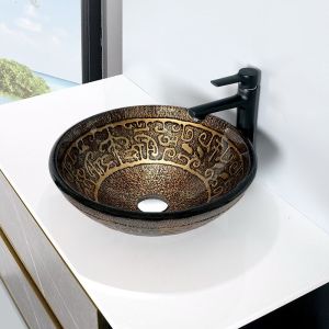 Quality Brown Tempered Glass Sink Vanity Round 45mm 12mm Bathroom Countertop for sale