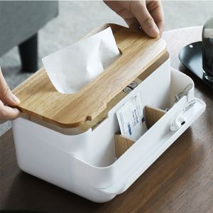 Quality Removable White Plastic Tissue Box Cover PS Rubber Wood for sale