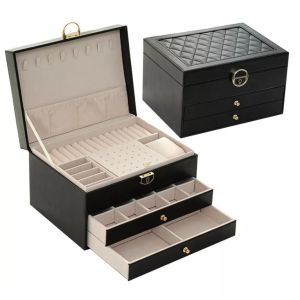 Greaseproof Leather Jewelry Packaging Box Varnishing Recyclable