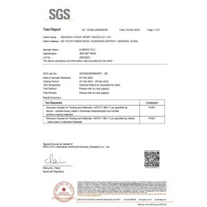 Qingdao Lykant Sports Goods Co., Ltd. Certifications