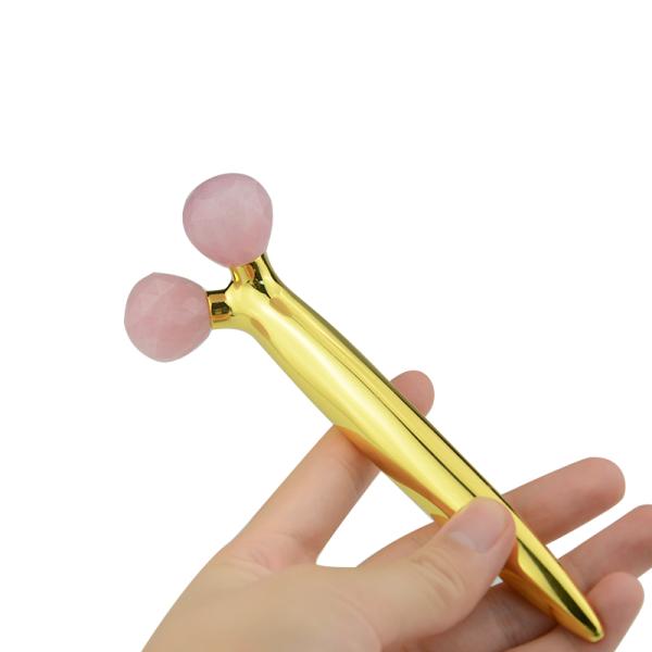 ROHS 145mm Pink Y Shaped 3D Face Jade Rollers For Slimming