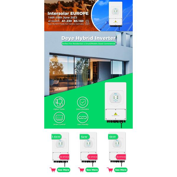 5KW 6KW Low Voltage Hybrid Inverter IP65 2 MPPT Hybrid PV Inverter