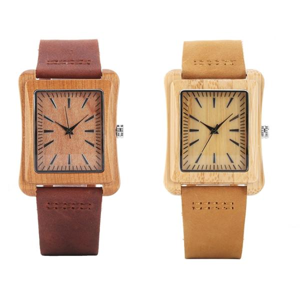 Water Resistant 22mm Wooden Wrist Watch 3ATM Square Face Wooden Watches