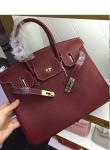 hot sell 30cm 35cm high quality wine red ladies litchi leather handbags classic