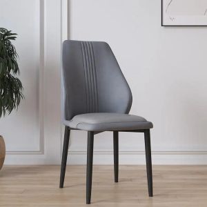 Modern Upholstered Dining Chair Synthetic Leather Metal Legs