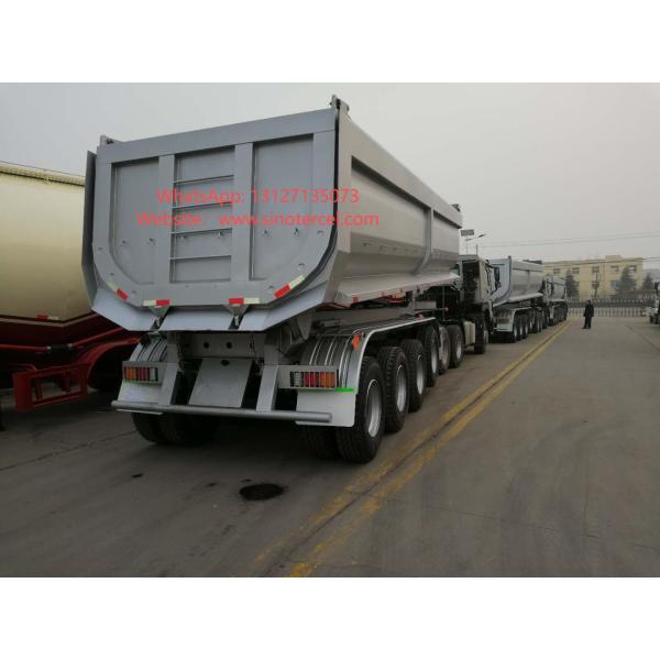 3 Axle White Tipper Semi Trailer For 70Tons For Mining