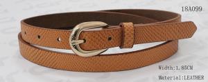 China Fake Lizard Pattern Brown Womens Leather Belt Gold Zinc Alloy Buckle Available on sale