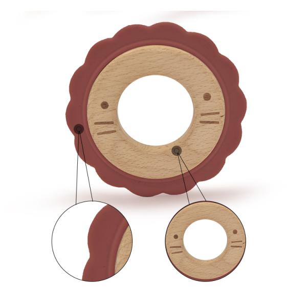CPSIA Nuby Natural Wood Silicone Teether Ring FSC Customized