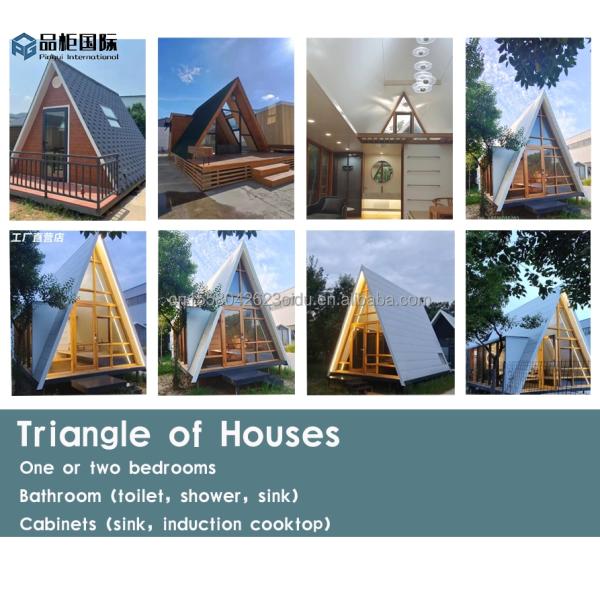 Triangle Shape Container House Wooden Houses Prefab Home with Wall 50/75/100mm Wave Sandwich Panel