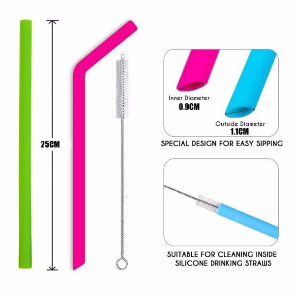 LFGB Eco Reusable Customized Silicone Collapsible Straws