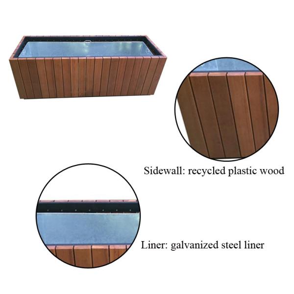 Solid Wood Outdoor Large Planters , Rectangular Flower Planter OEM ODM