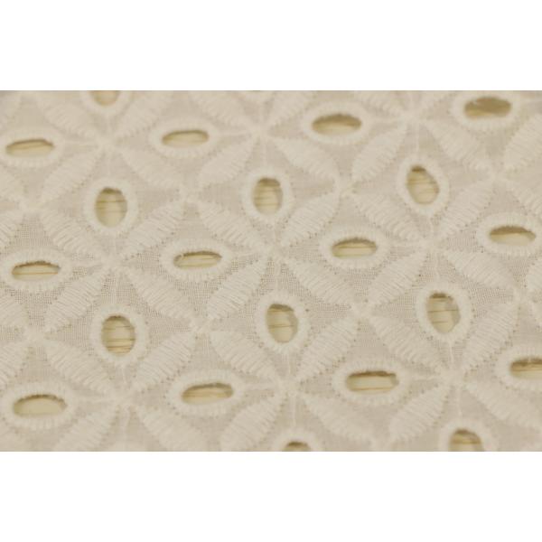 White Cotton Embroidered Lace Fabric 49in Width Breathable Eyelet