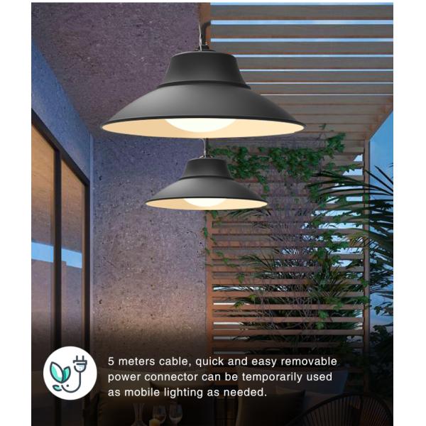 Pendant Smart Solar Powered Led Ceiling Lights With LiFePO Battery up to 13hr Φ268*160mm