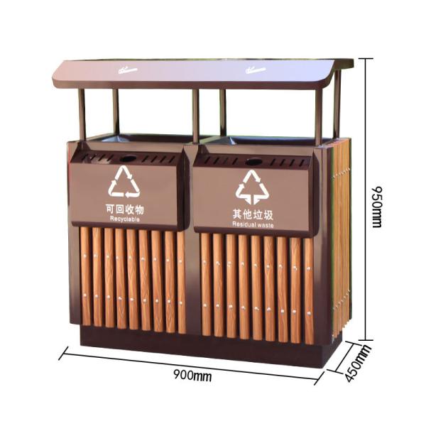 240l Outdoor Large Wpc Wood Waste Segregation Recycling Bin with Ash Tray