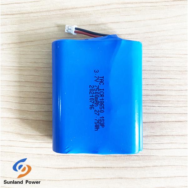 ICR18650 1S3P 3.7V 7.5AH Lithium Ion Battery Pack For LED Light With JST PHR-2P Connector