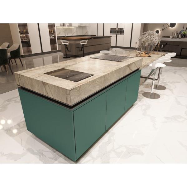 Fadior Lotus Green Elegance: Full Stainless Steel Kitchen Cabinets For Modern Homes