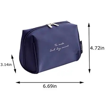 Waterproof Washable Travel Nylon Cosmetic Bag Plain Toiletry Zippered Makeup Bag
