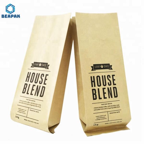 Printed Kraft Paper 180 Micron One Way Valve Coffee Bags
