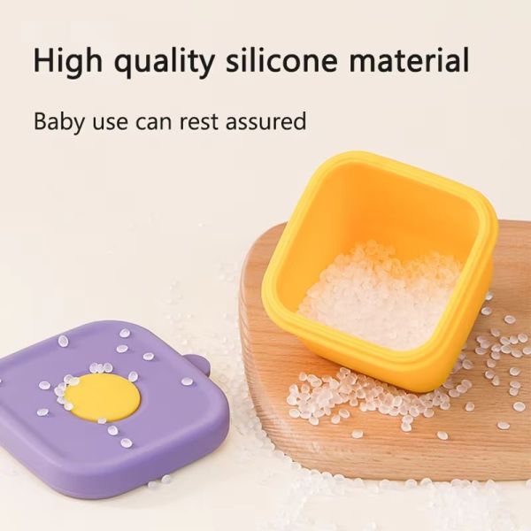 Premium 100% Silicone Baby Food Storage Box with Straw Port – Leak-Proof Freezer Tray & Toddler Snack Container | Food-Grade, Eco-Friendly, Multi