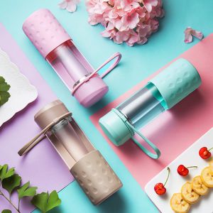 Quality 360ML Heatproof Borosilicate Glass Water Bottle With Silicone Sleeve for sale