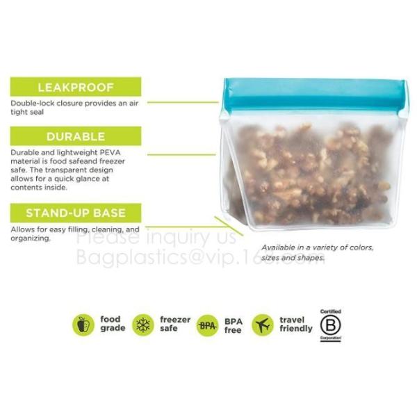 Large Reusable Vacuum Zipper Preservation Freezer sandwich Zip lockk Cooking Fresh Zip Silicone Food Storage Bags With Tim