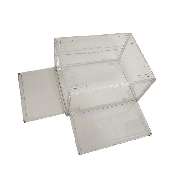 Custom Logo Clear Acrylic Magnetic Shoe Box Foldable Transparent Drop Front Stackable Sneaker Organizer