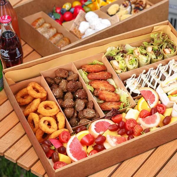 Wholesale Picnic Food Container Paper Box Packaging With Lid And Dividers